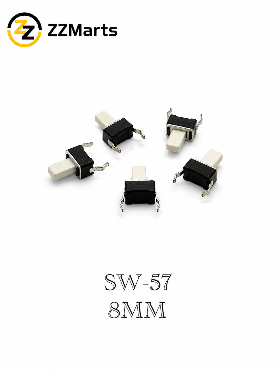 SW-57 8mm Tact Switch – 2-Leg Long Stem (Pack of 20)