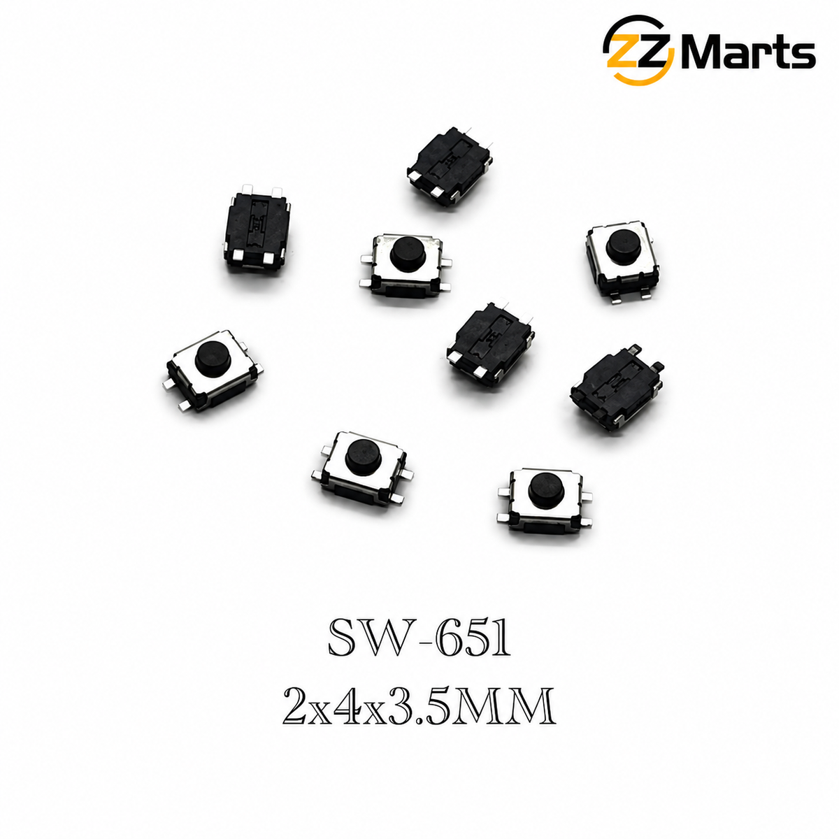 SW-651 2×4×3.5mm SMD Tact Switch (Pack of 20)
