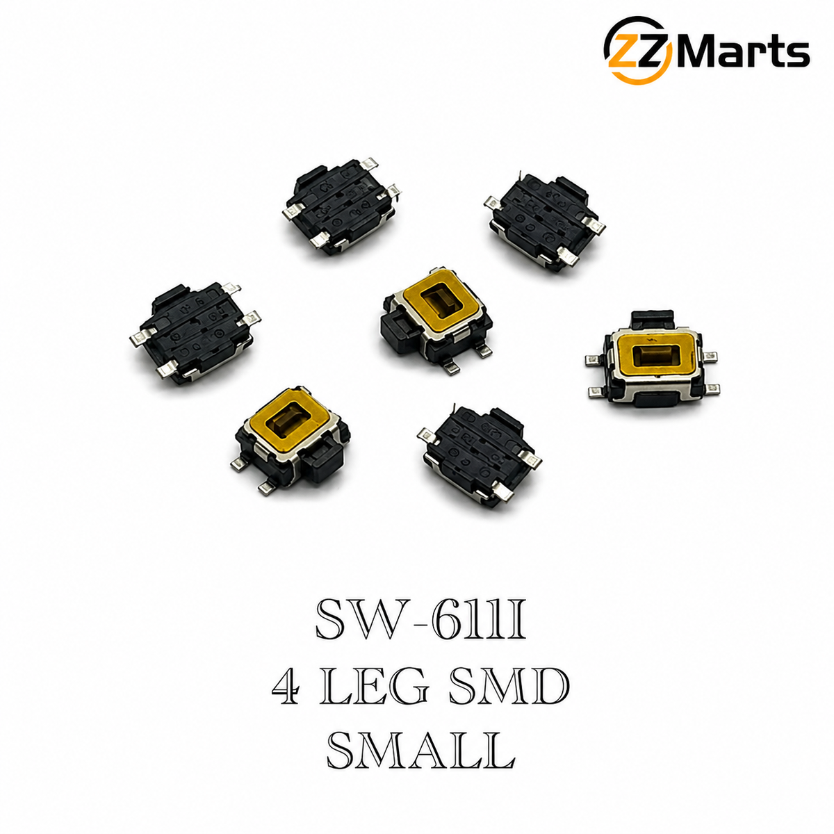SW-61II 4-Leg SMD Tact Switch – Small (Pack of 20)