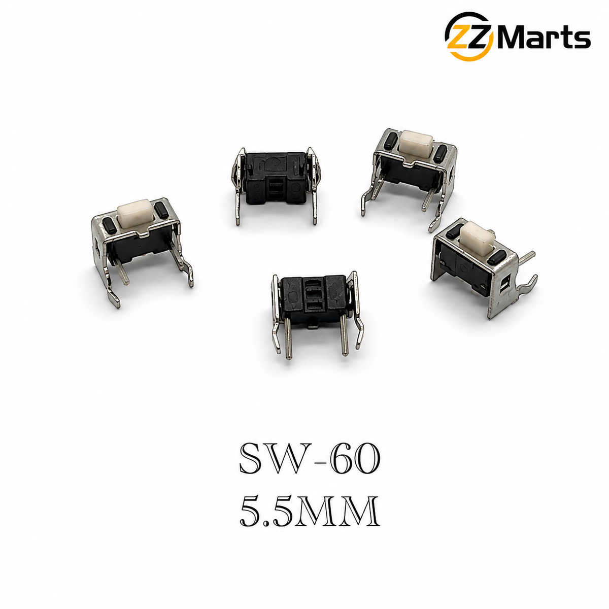 SW-60 5.5mm Tact Switch – 2-Leg Right-Angle (Pack of 20)