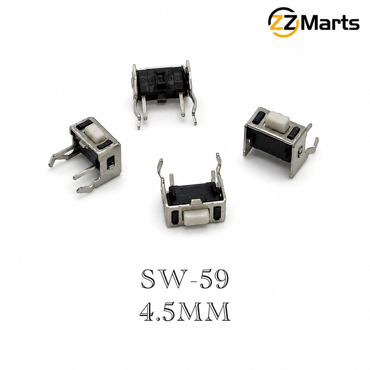 SW-59 4.5mm Tact Switch – 2-Leg Right-Angle (Pack of 20)