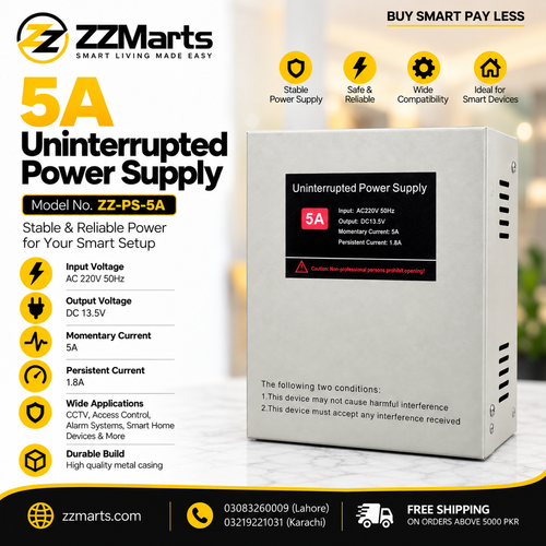 5A Uninterrupted Power Supply (UPS) – 13.5V DC Backup for CCTV & Access Control (ZZ-PS-5A)