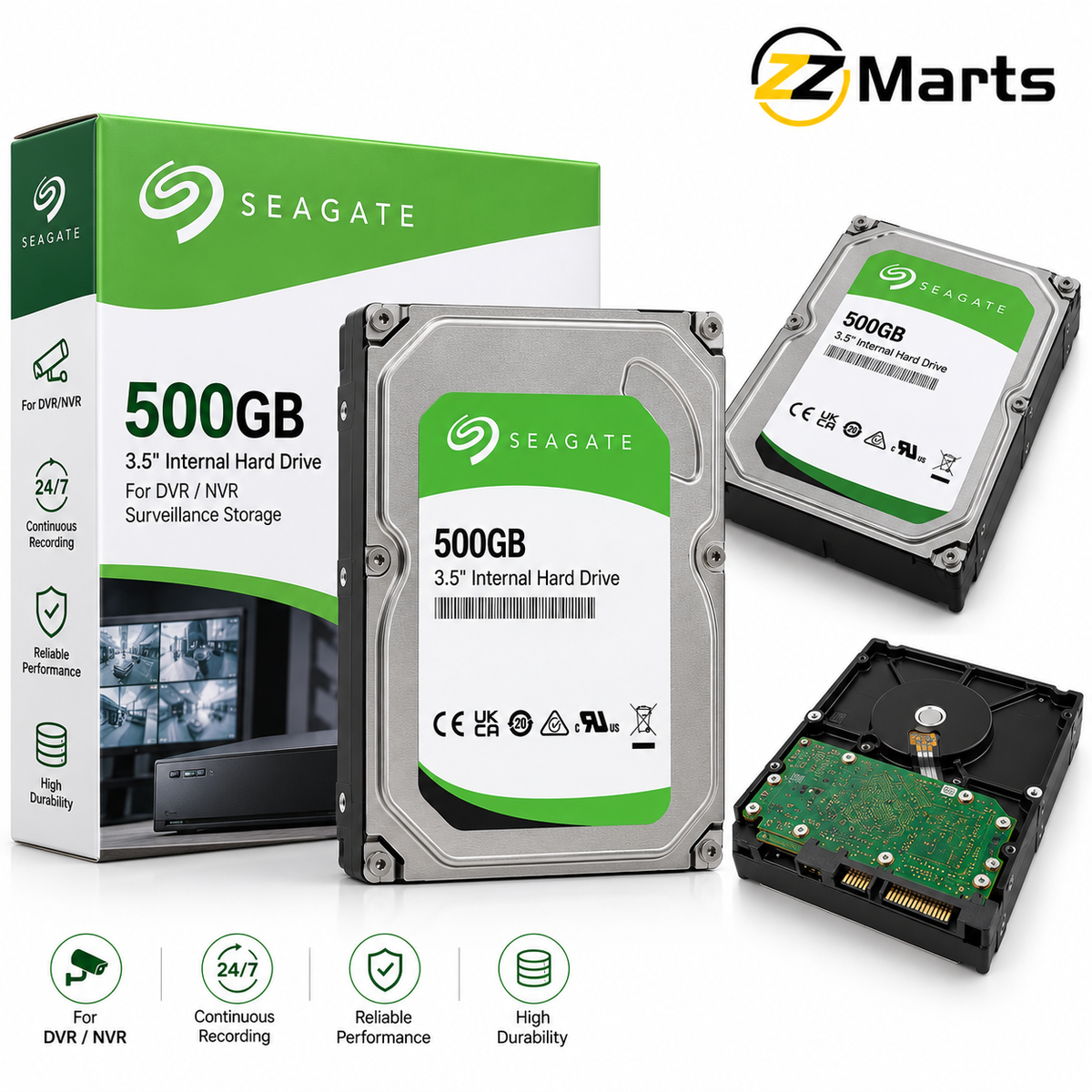 500GB Surveillance Hard Drive – 3.5" SATA CCTV DVR/NVR HDD