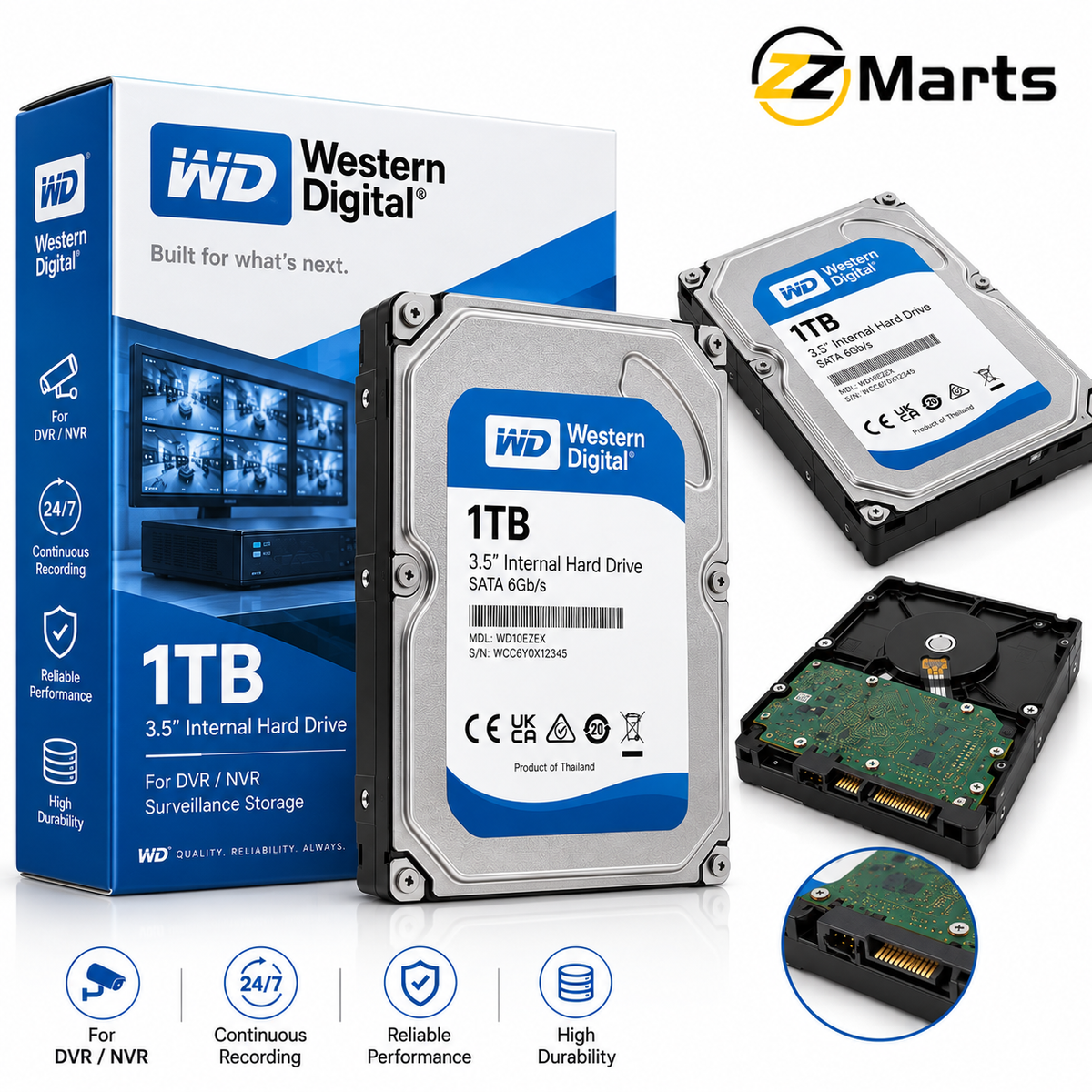 1TB Surveillance Hard Drive – 3.5" SATA CCTV DVR/NVR HDD