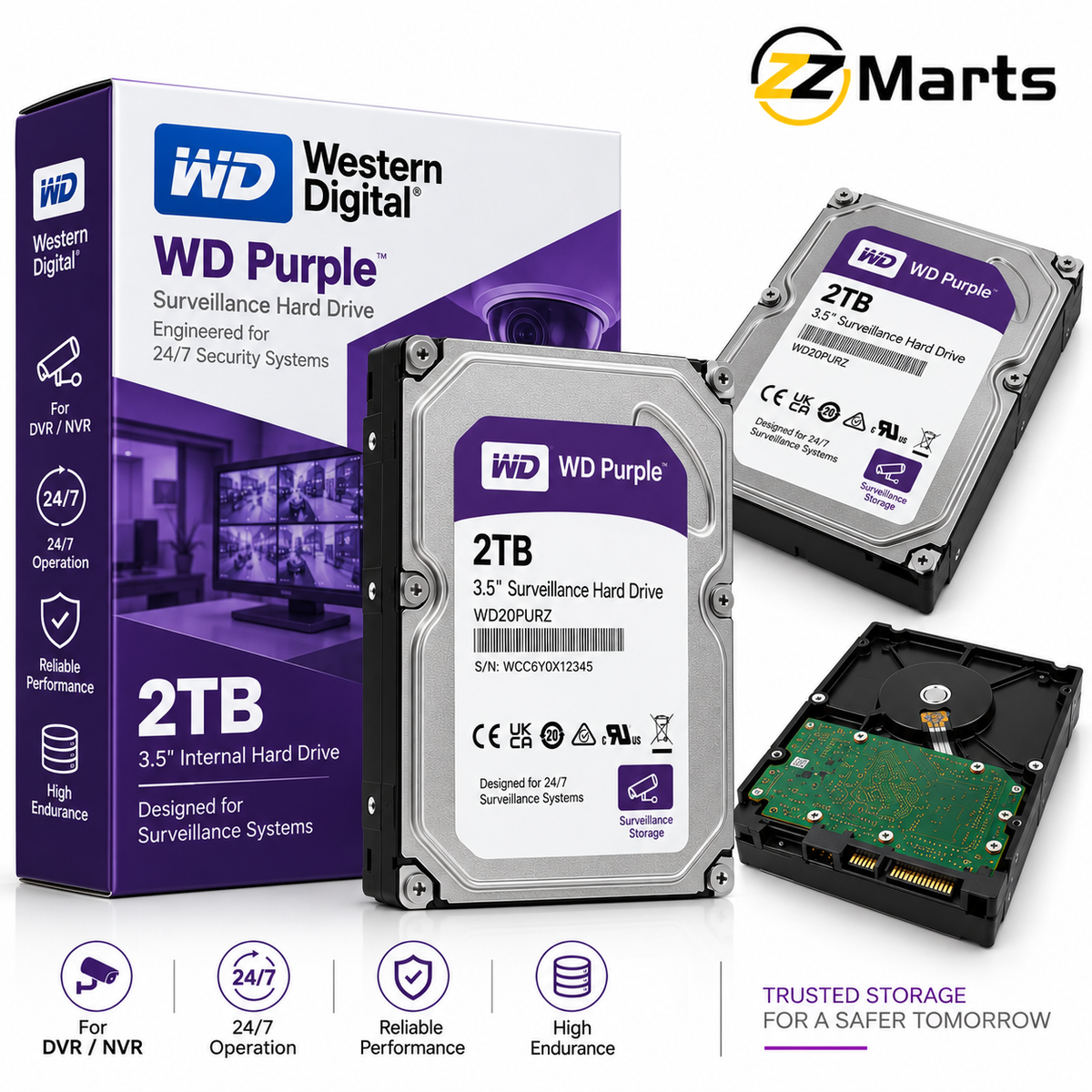 2TB Surveillance Hard Drive – 3.5" SATA CCTV DVR/NVR HDD