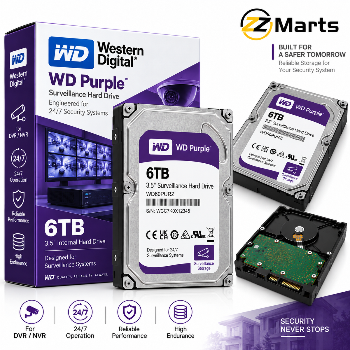 6TB Surveillance Hard Drive – 3.5" SATA CCTV DVR/NVR HDD