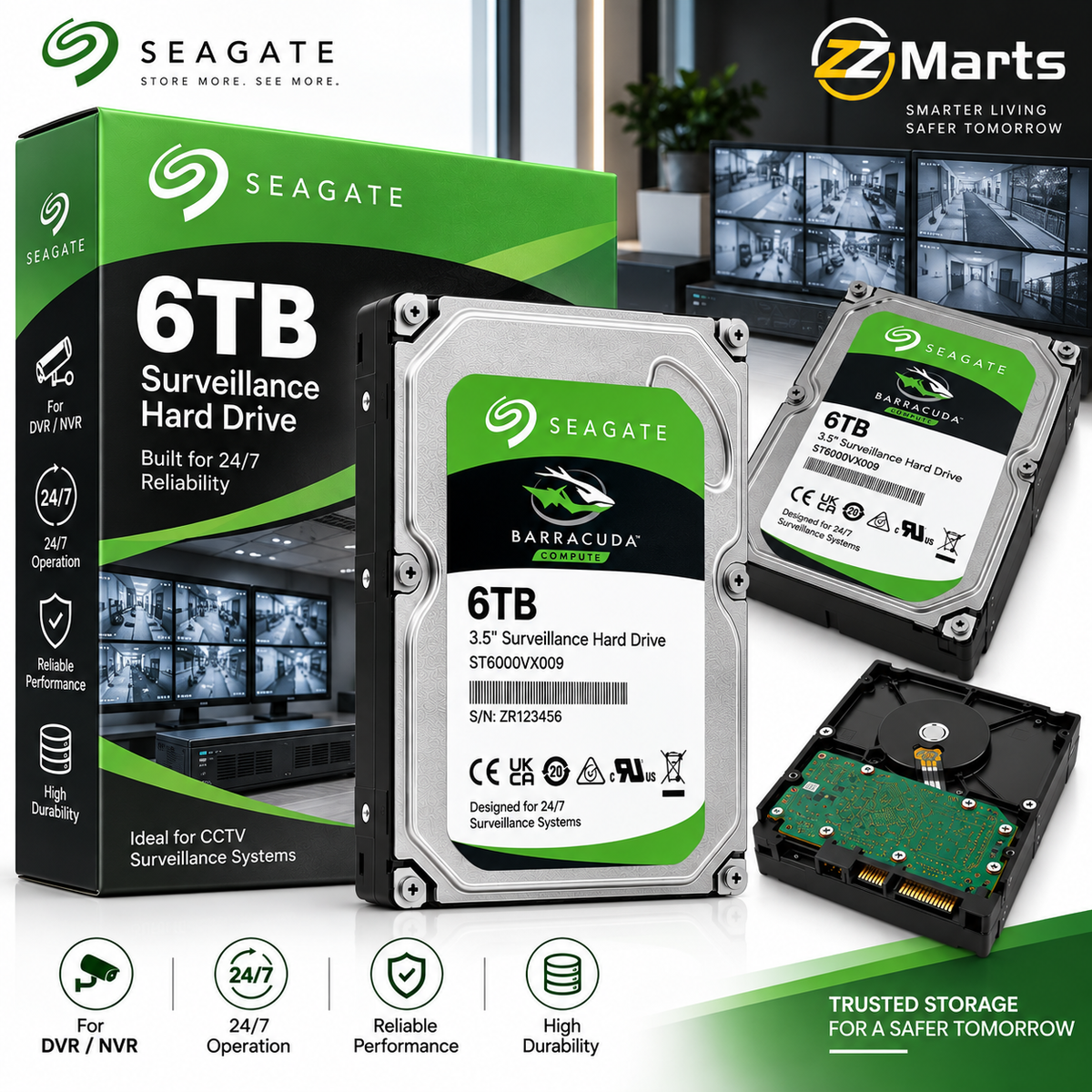 6TB Surveillance Hard Drive – 3.5" SATA CCTV DVR/NVR HDD