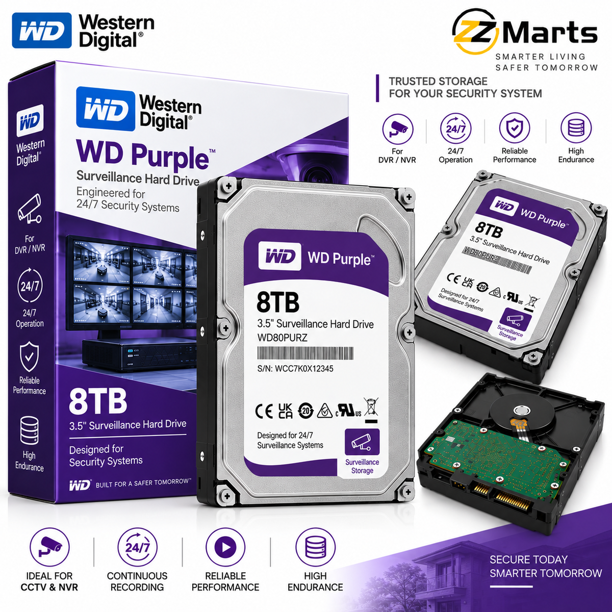 8TB Surveillance Hard Drive – 3.5" SATA CCTV DVR/NVR HDD