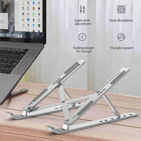 Adjustable Aluminum Laptop Stand – Foldable, Portable & Ergonomic Design