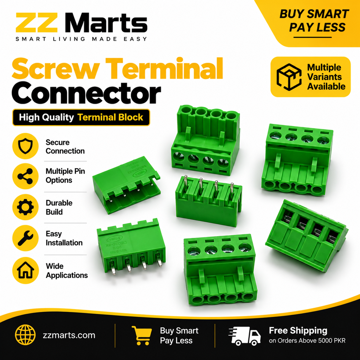 Pluggable Terminal Block Header – Straight Pin, 5.08mm, 2/3/4 Pin (KF-2EDGR)