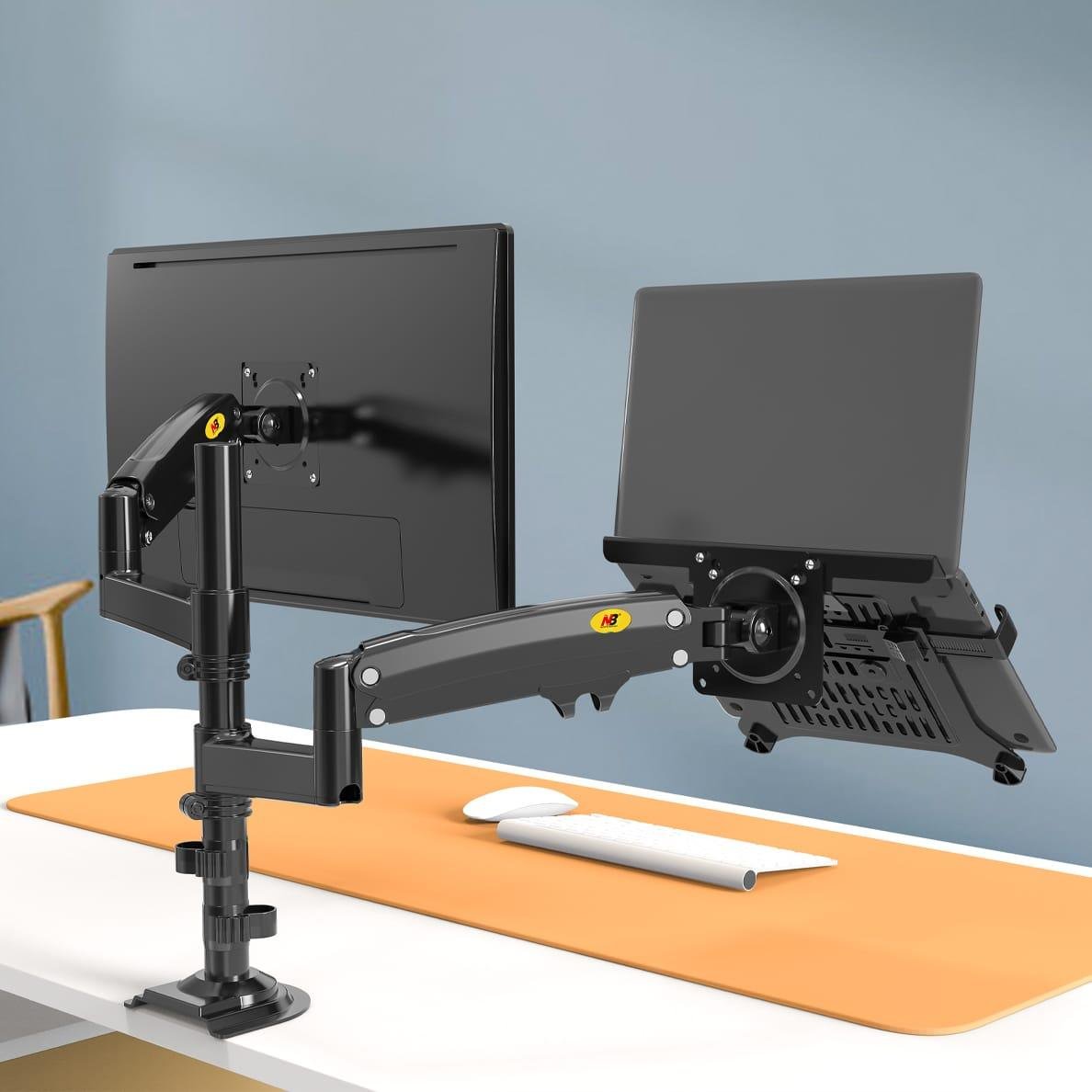 NB H180 Monitor Arm 17″–27″ with Laptop Plate – Gas Spring Desk Mount