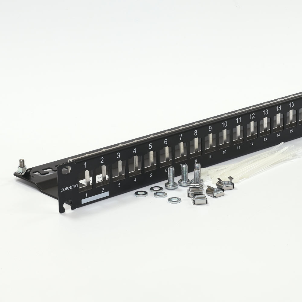 Corning 24-Port Cat6 Patch Panel – 1U Rack Mount