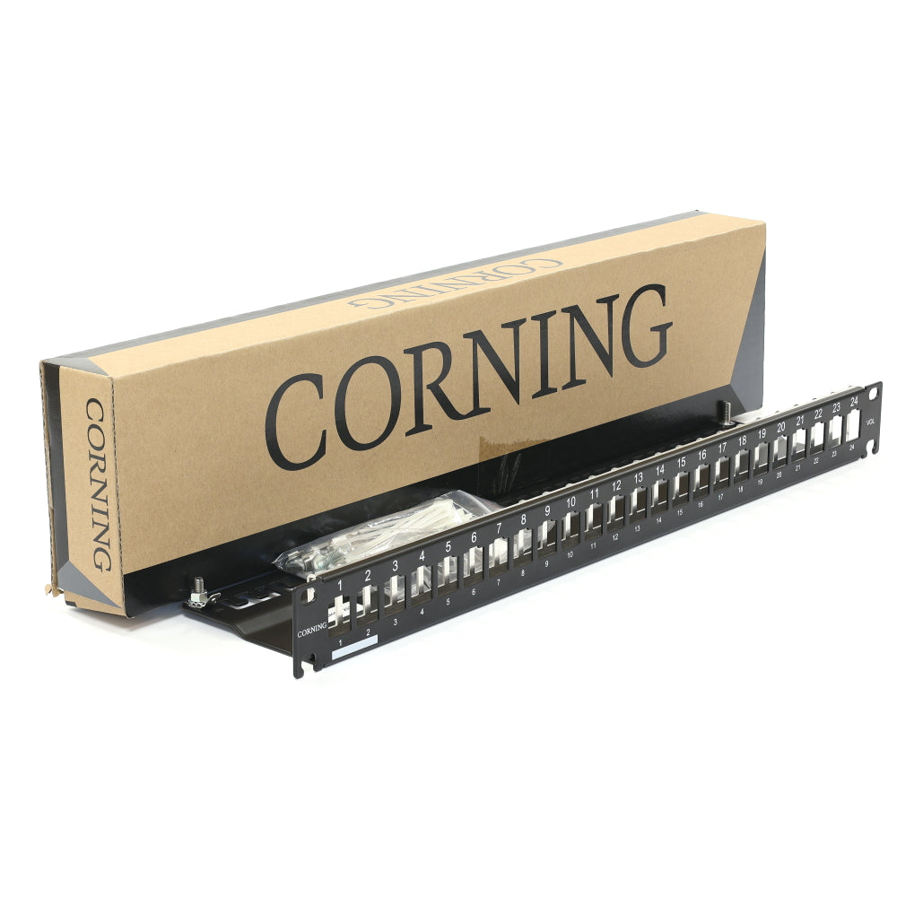 Corning 24-Port Cat6 Patch Panel – 1U Rack Mount