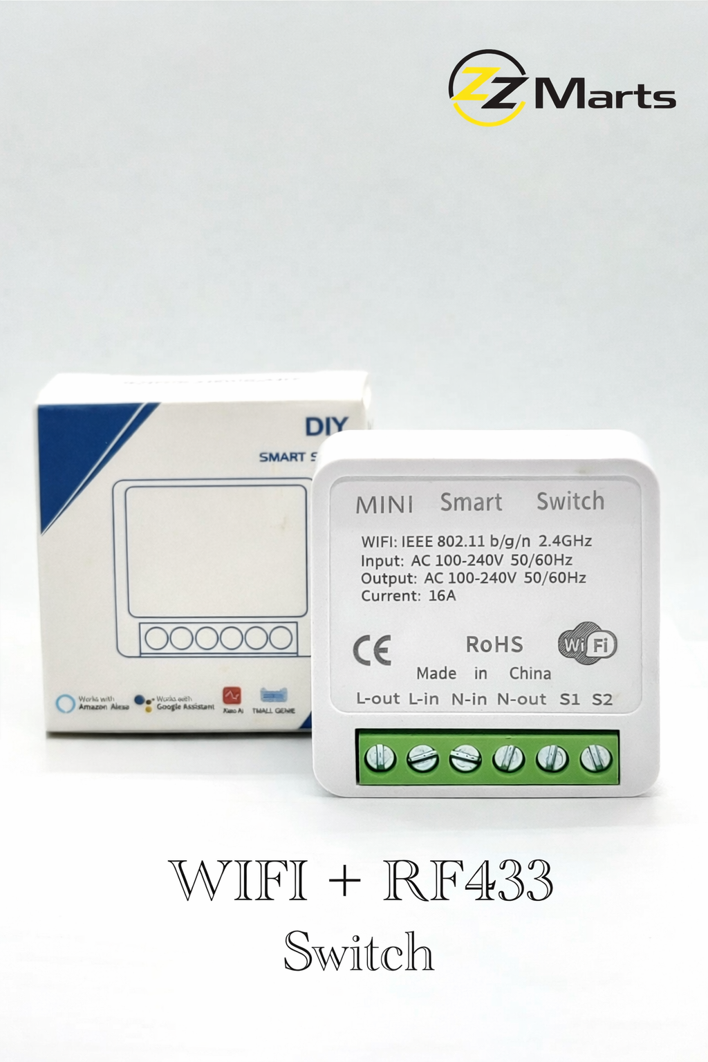 WiFi + RF433 Mini Smart Switch – 16A DIY Module