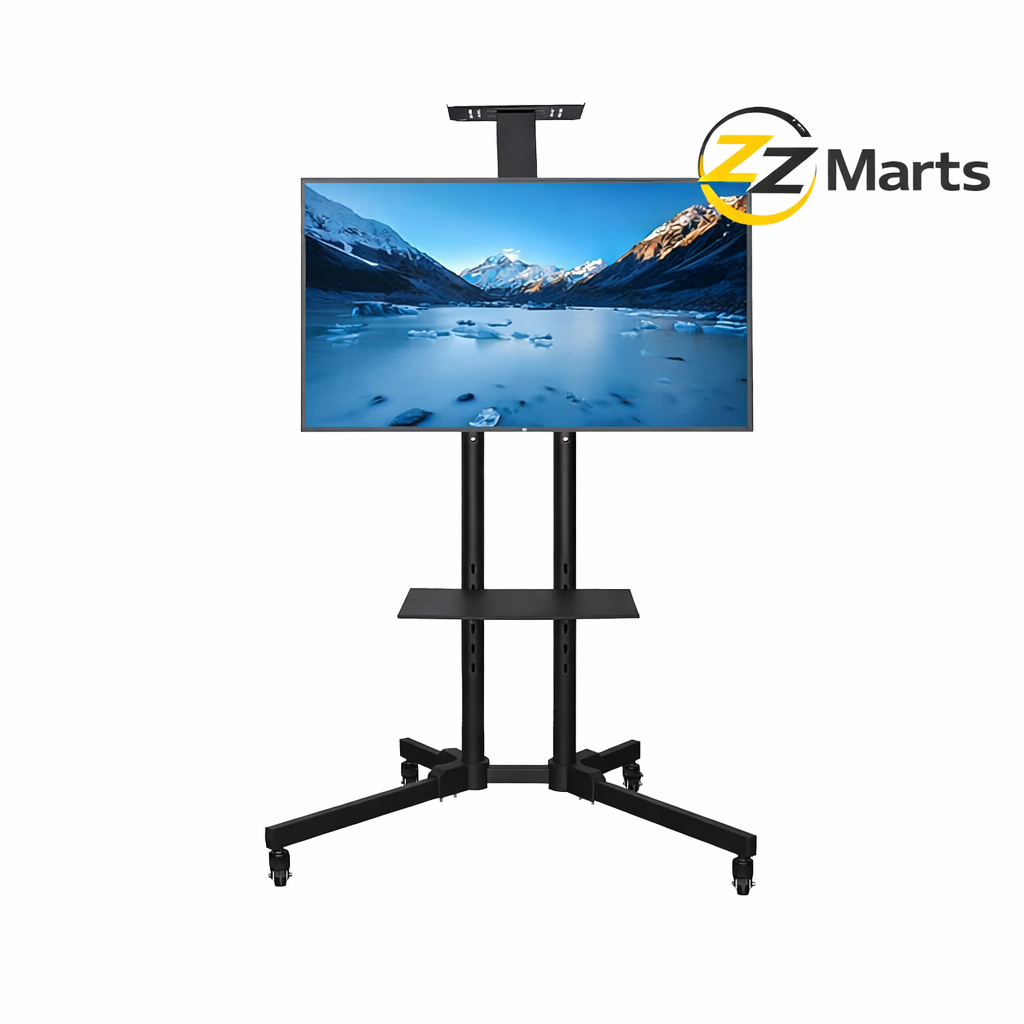 Heavy-Duty Mobile TV Floor Stand (32"–70") with Adjustable Height & Wheels