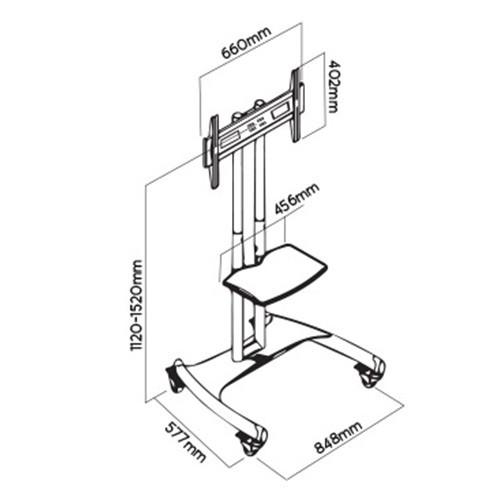 NB AVA1500-60 Mobile TV Stand – Heavy Duty Floor Trolley
