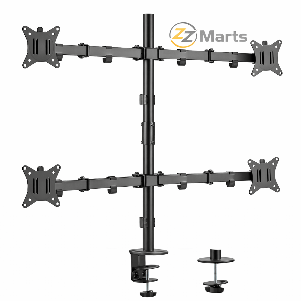 4 Monitor Table Clip Stand – 14″ to 28″ Screens