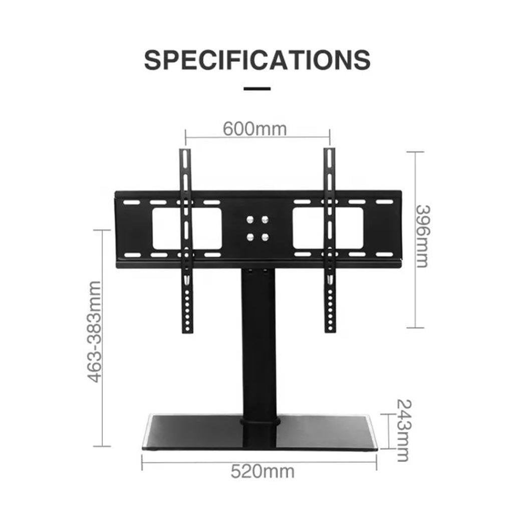 TV Table Mount 26″–32″ with Glass Base – Adjustable TV Stand