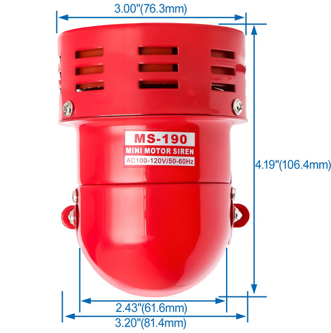 MS-190 Industrial Electric Siren Alarm – High Power Warning Horn (12V / 24V / 220V)