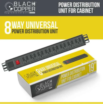 Black Copper 8-Port 19" Power Distribution Unit (PDU) for Rack Cabinet