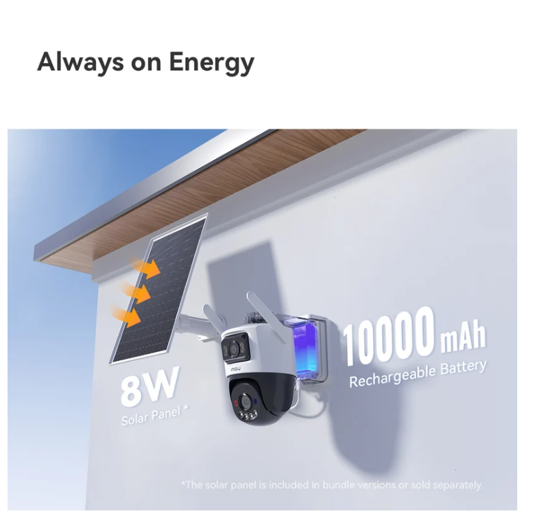 Imou AOV Dual 3K Solar Battery Camera – 5MP+5MP Dual Lens, 4G SIM + WiFi, AI Detection
