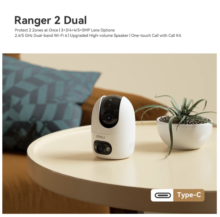 Imou Ranger 2 Dual 2K Indoor Dual-Lens Pan-Tilt Camera – 3MP+3MP WiFi, AI Detection