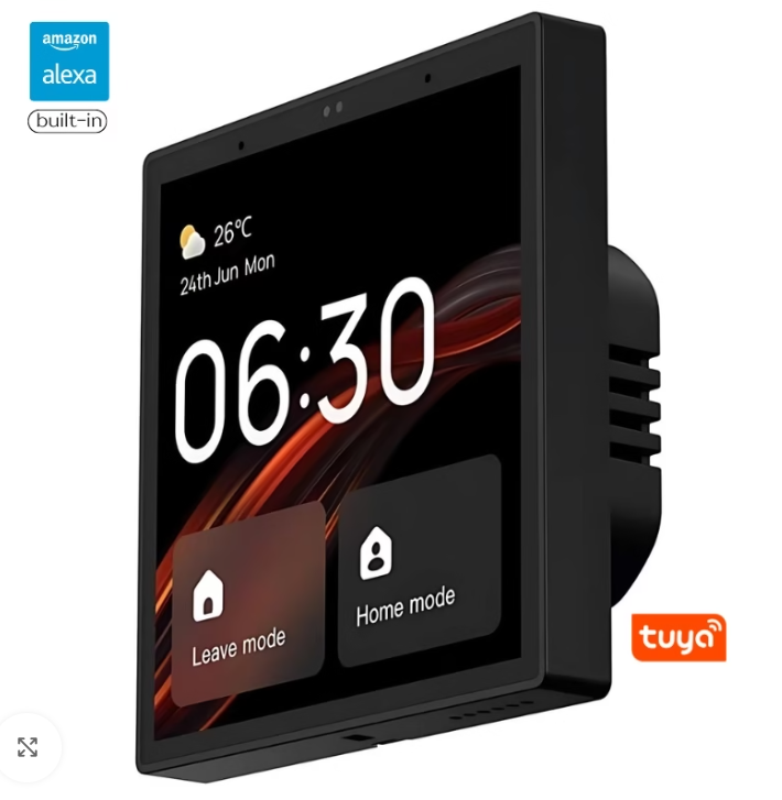 Smart home control panel with Alexa, 4-inch touch screen, view 2