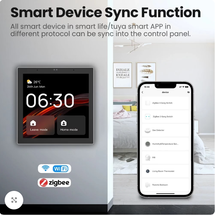 Zigbee, WiFi and Bluetooth Mesh smart home control panel, view 4