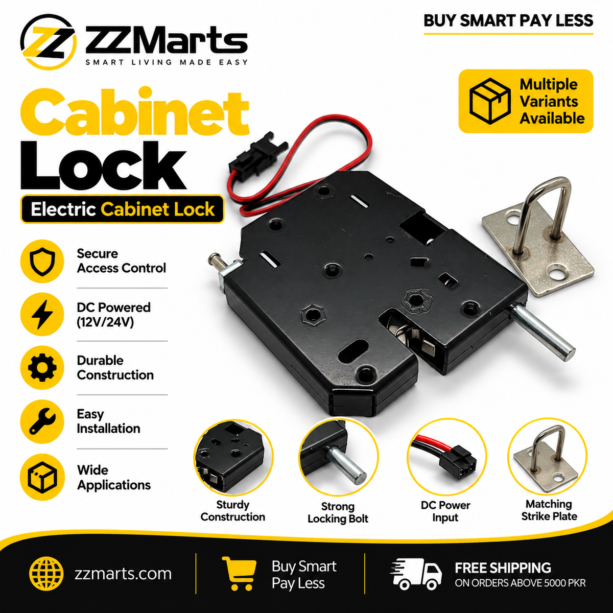 Electric Cabinet & Locker Lock – Metal Body, DC 12V/24V (Standard / With Feedback)