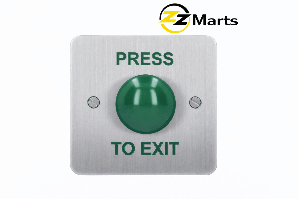 Press to Exit Button – Stainless Steel Green Push Exit Switch