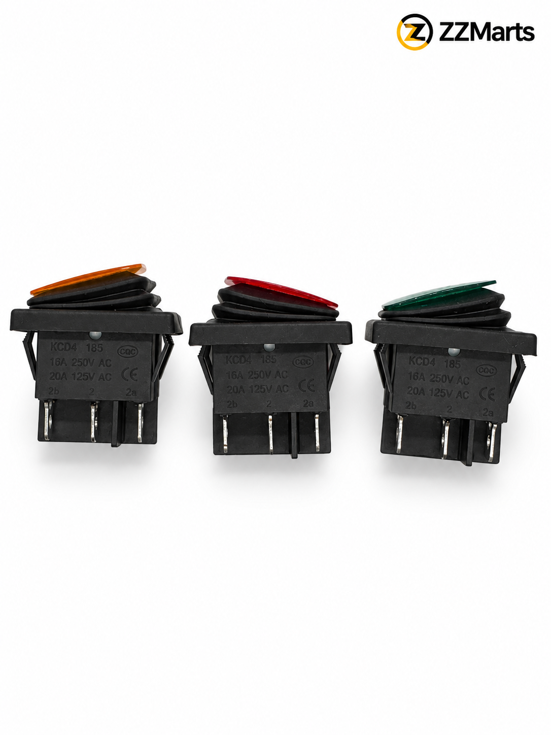 Illuminated Rocker Switch – 6-Pin ON-OFF-ON, Square (Pack of 2)