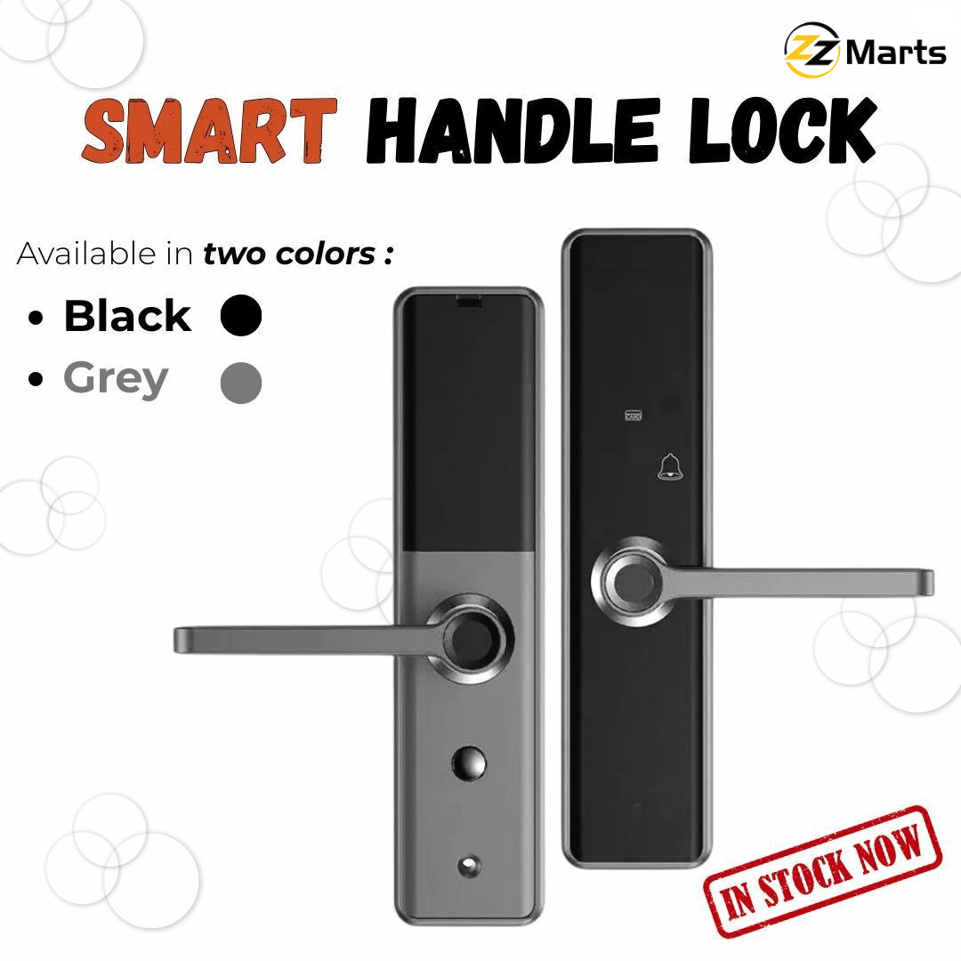 Smart Handle Lock – Fingerprint Digital Door Handle (Black & Grey)