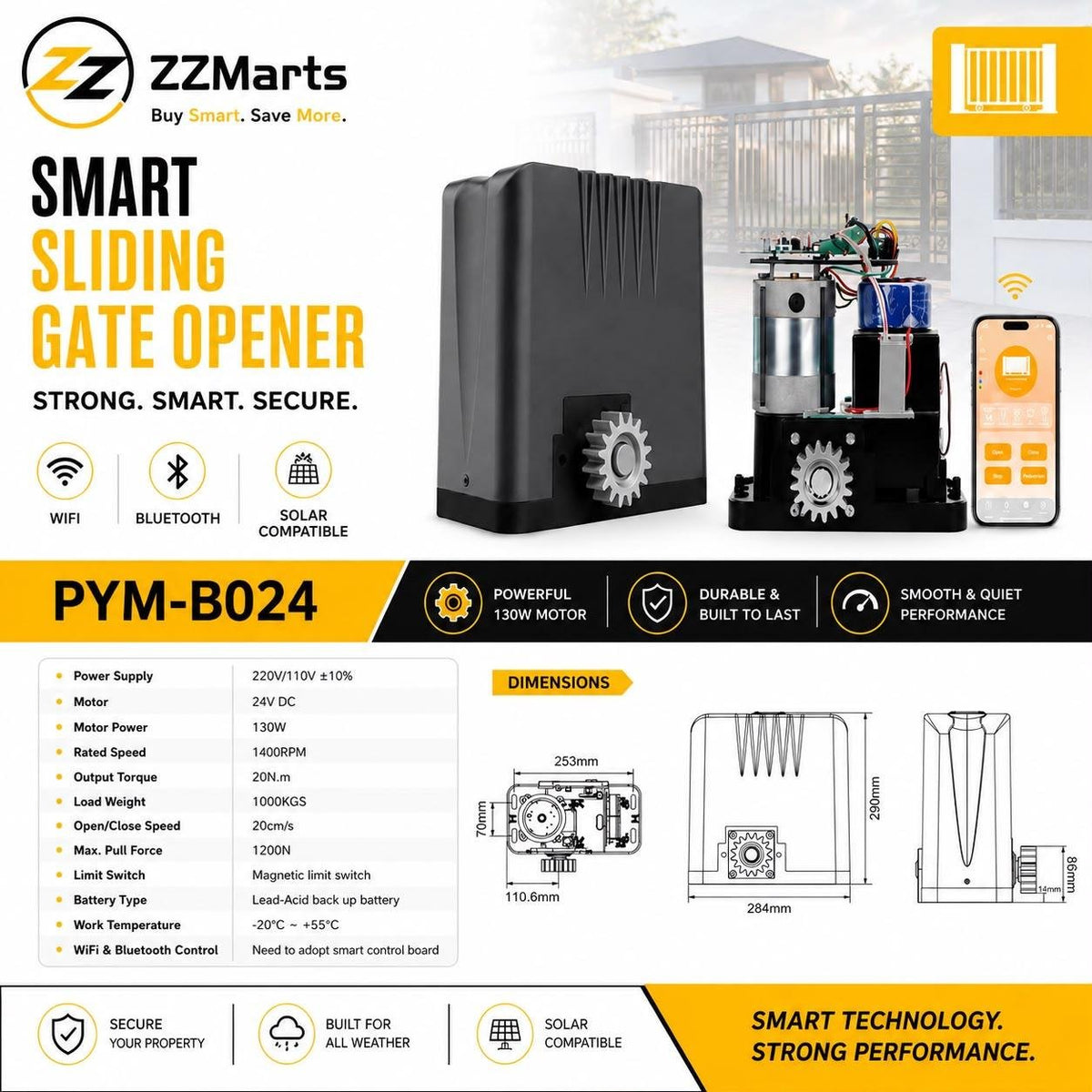 Smart Sliding Gate Opener Motor PYM-B024