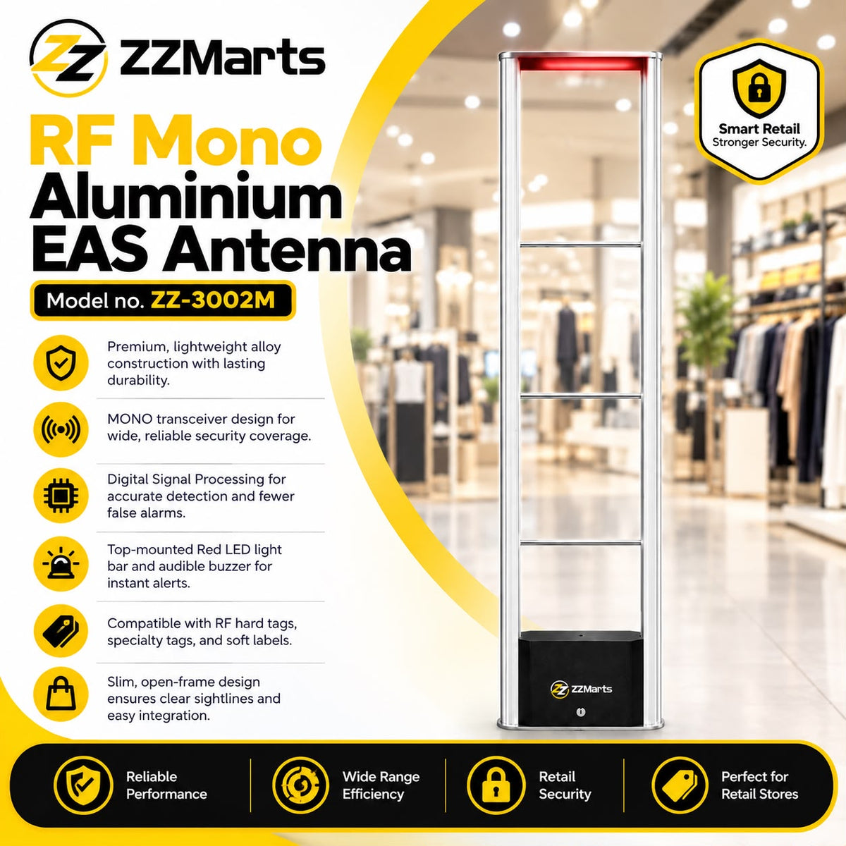 ZZ-3002M RF Mono Aluminium EAS Antenna – Retail Security Gate