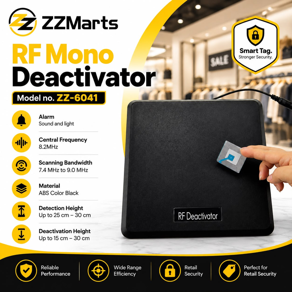 ZZ-6041 RF Mono Deactivator – 8.2MHz Soft Label Deactivation Pad