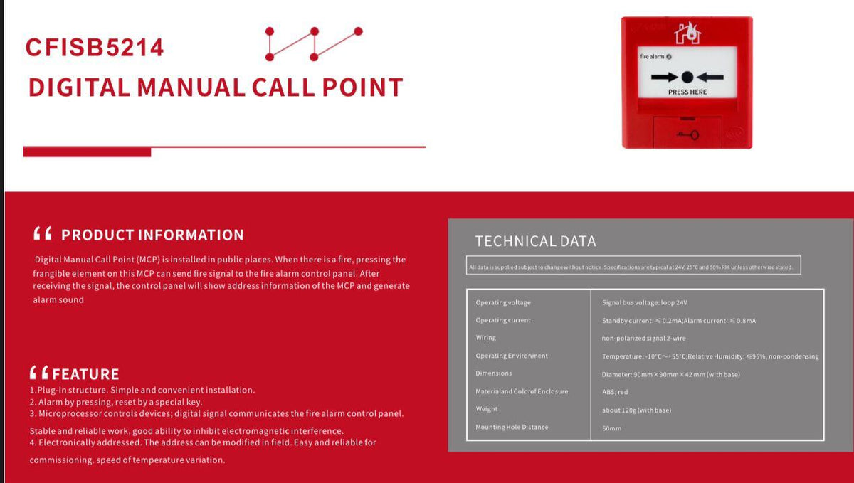 Cease Fire CFISB5214 Digital Addressable Manual Call Point