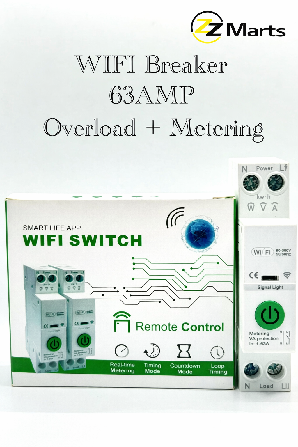 Smart WiFi Circuit Breaker 63A with Overload Protection & Energy Metering