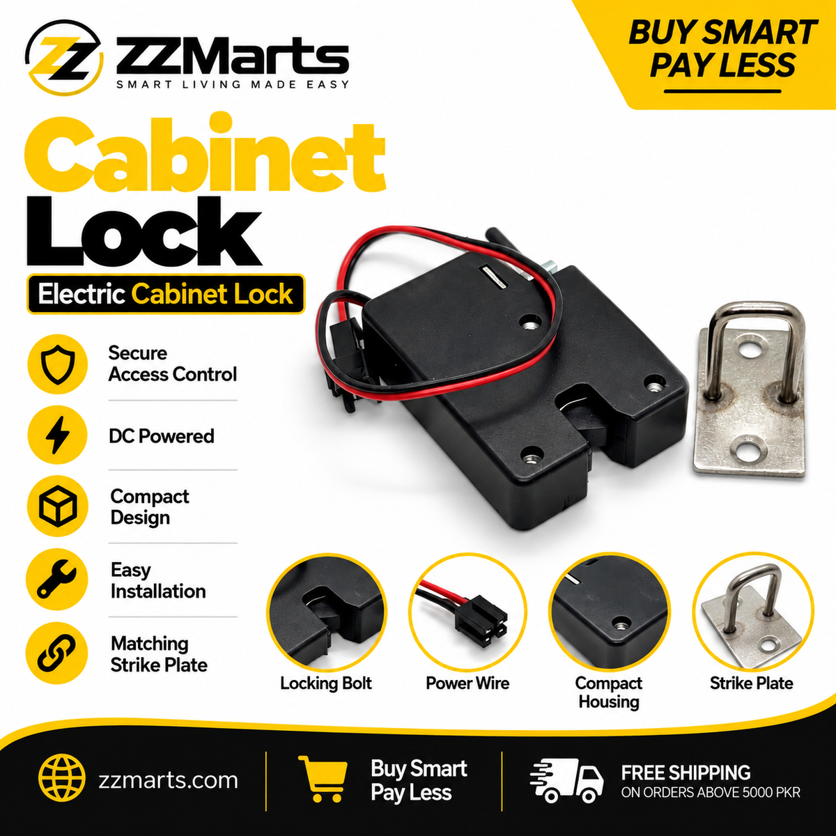 Electric Cabinet & Locker Lock – Plastic Body, DC 12V/24V (Standard / With Feedback)