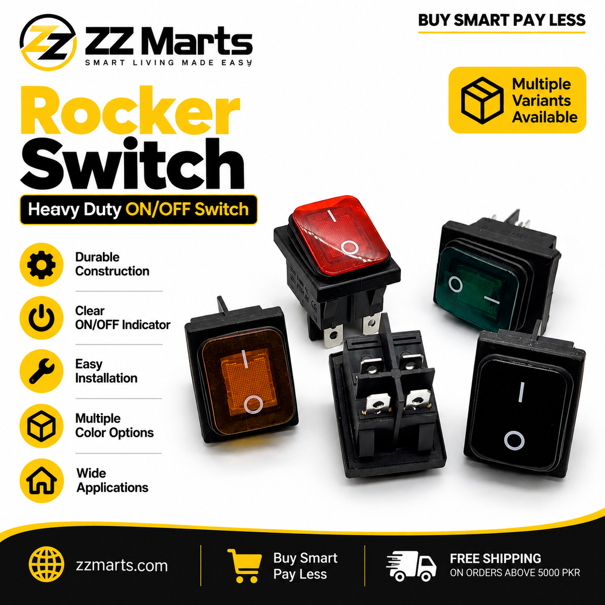 Illuminated Rocker Switch – 4-Pin ON-OFF, Heavy Duty (Pack of 2)