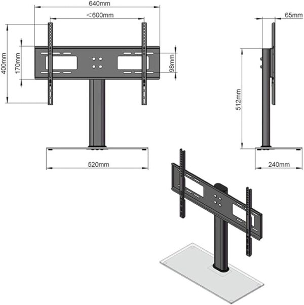 Stainless Steel Wall TV Table Mount Brackets for Most 32-55 Inches Flat Curved TVs Floating - Image 3