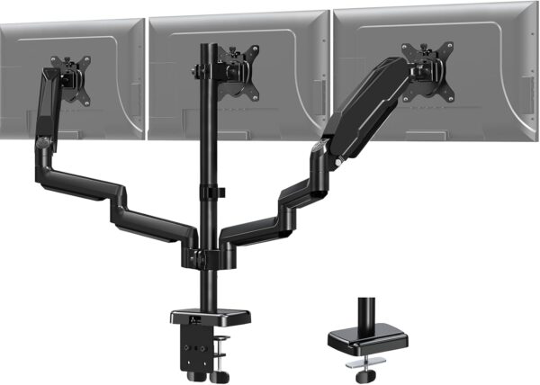 Triple Monitor Gas Spring Arms 13" to 27" Screen Sizes