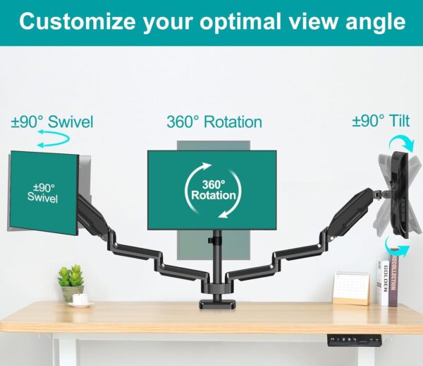 Triple Monitor Gas Spring Arms 13" to 27" Screen Sizes - Image 8