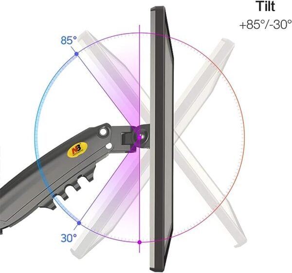 NB North Bayou H100 Monitor Desk Mount Long Arm for 22''-35'' Ultra Wide Full Motion Height Adjustable Monitor - Image 2