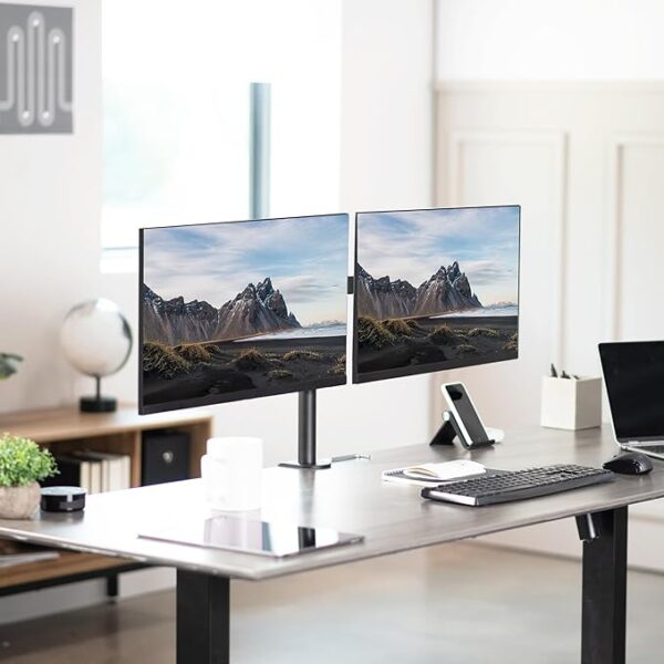 Dual Monitor Desk Mount, Holds 2 Computer Screens up to 28 inches and Max 22lbs Each, Black Imported - Image 7