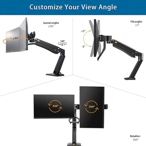 NB North Bayou Dual Monitor Arm, Adjustable Monitor Desk Mount  for 24"-32" - Image 4