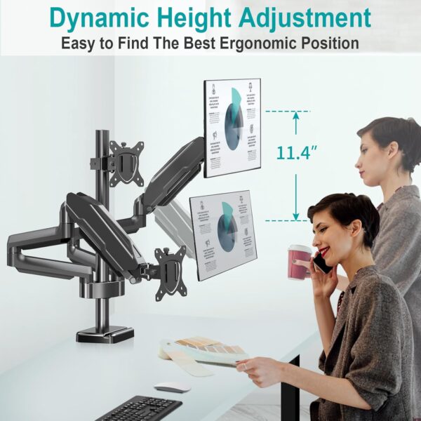 Triple Monitor Gas Spring Arms 13" to 27" Screen Sizes - Image 3