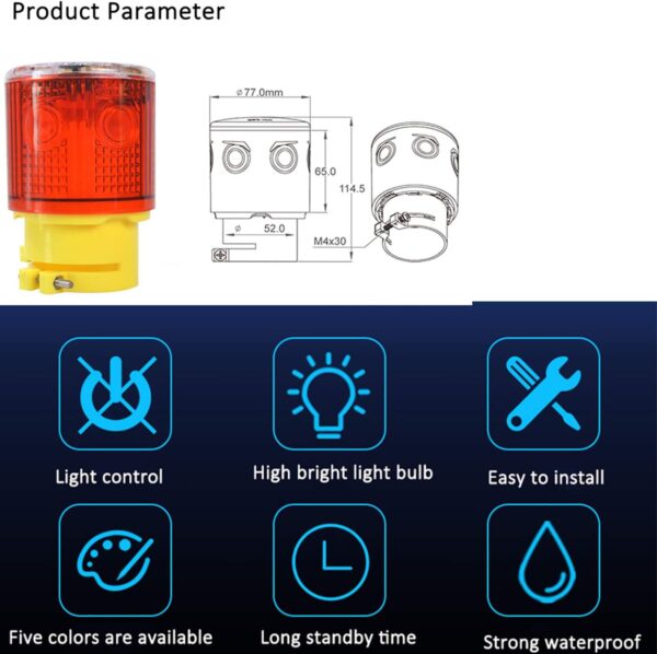 Solar Strobe Warning Light Flashing Lamp - Image 2