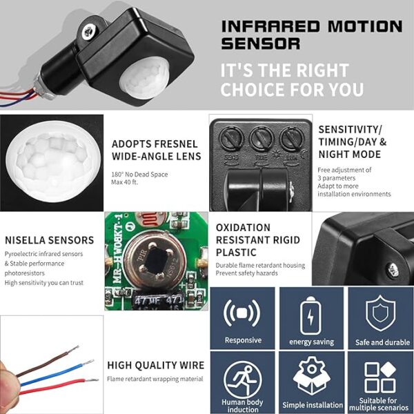 220V Motion Sensor Switch PIR Infrared Motion Sensor - Image 6