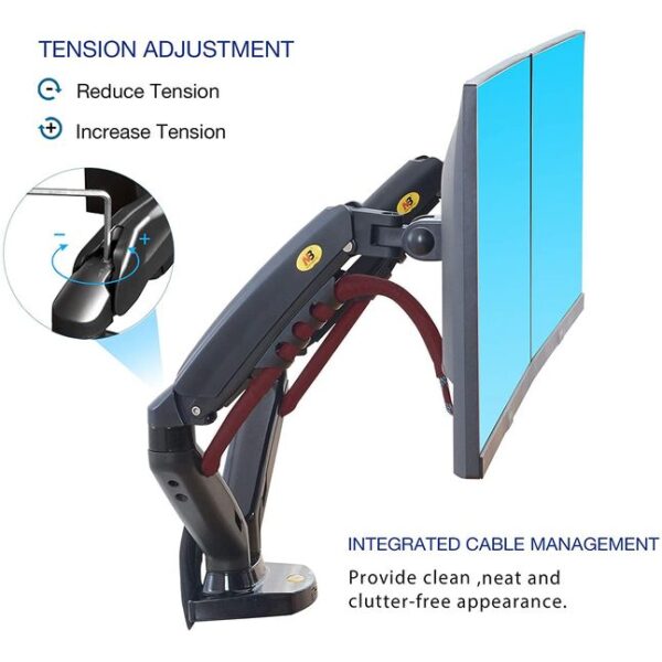 NB North Bayou Dual Monitor Desk Mount Stand Full Motion Swivel Computer Monitor Arm for Two Screens 17-27 Inch  F160 - Image 5