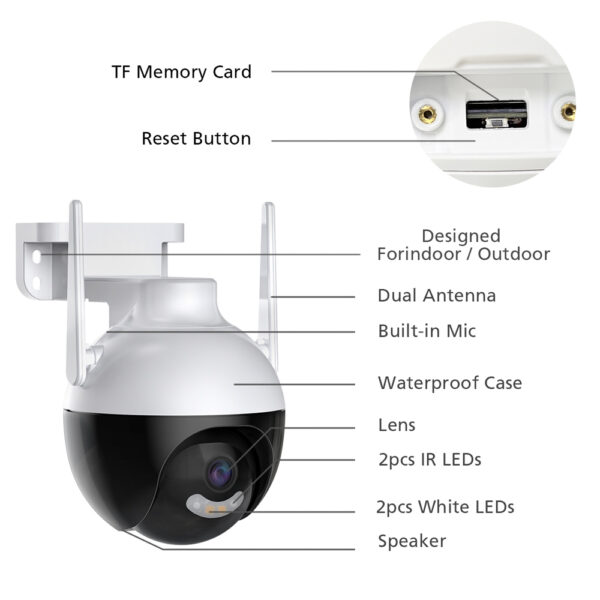 Full HD PTZ Outdoor Wireless Surveillance Camera  HD  IP WiFi,Weather Proof Smart IR Night Version Outdoor - Image 3